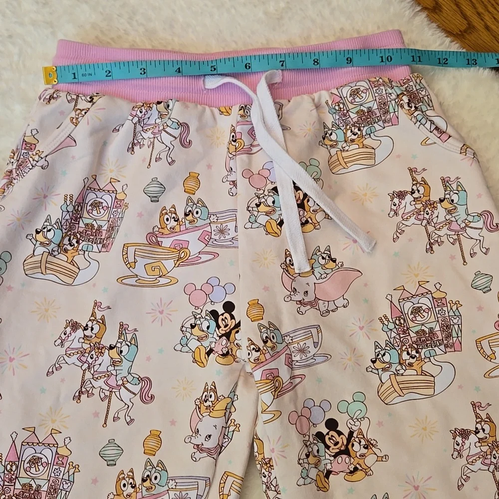 Blush Lotus Bluey & Mickey Jogger Pants, Girls Size 7, Great Condition